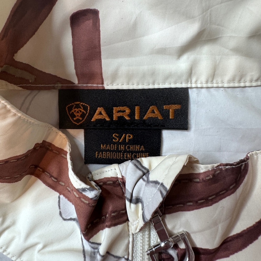 Ariat Jacket Womens Small Cream Equestrian Print 1/4 Zip Windbreaker 10007153 - Picture 3 of 10